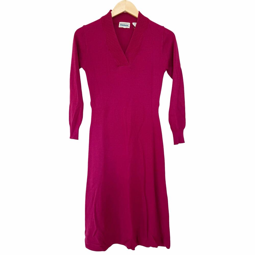 Vintage Foxmoor Pink Long Sleeve Midi Dress Sz S